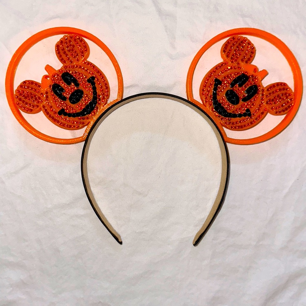 Embellished Halloween Mickey pumpkin ears
